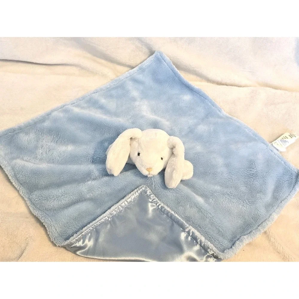 The Children's Place Blue Bunny Rabbit Lovey Security Blanket Satin Plush Baby